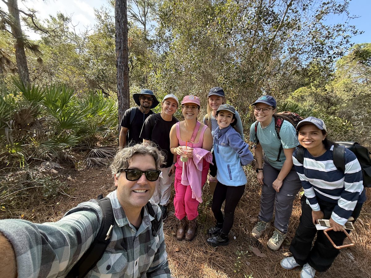 Environmental Change Lab group in the field at Spruce Bluff Preserve